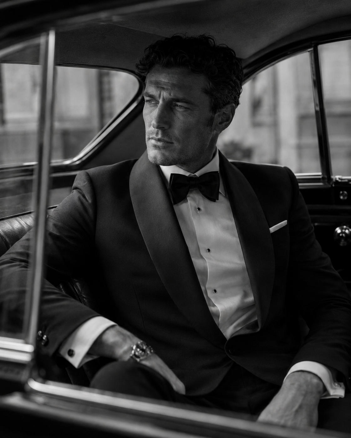 A Carelli man in a black-tie tuxedo, composed and assured